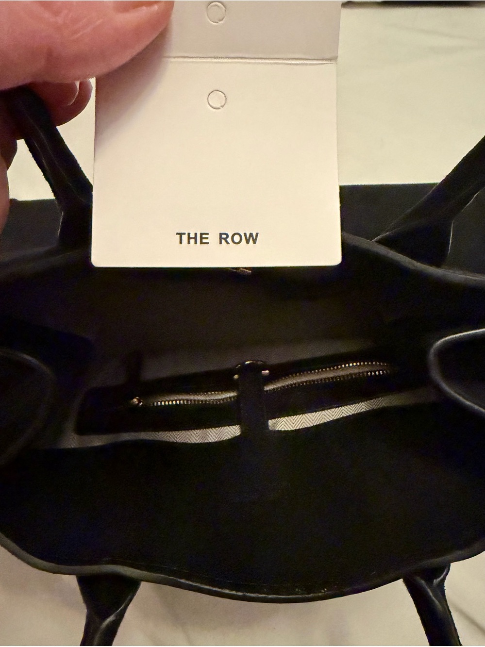 THE ROW Black Suede Tote 15” Made in Italy Leather Tie Closure. NWOT. Never Used